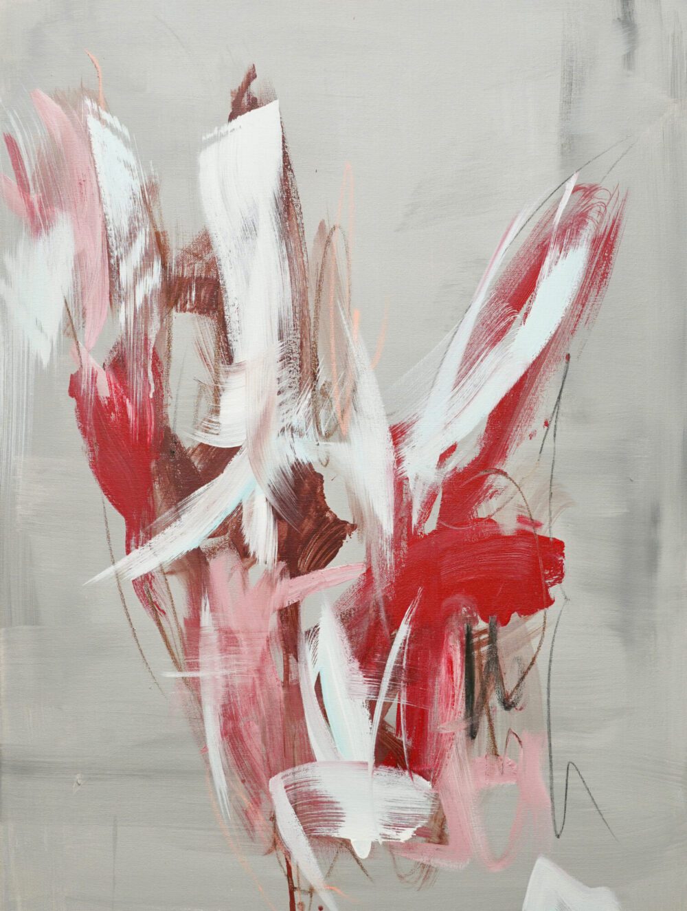 a painting of with red and white paint